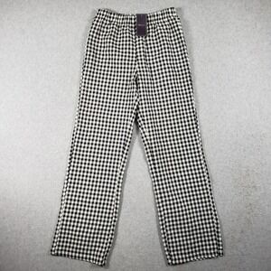 Milumia Gingham Wide Leg Pants L‎ Black White Plaid Lounge Casual Retro Pajama